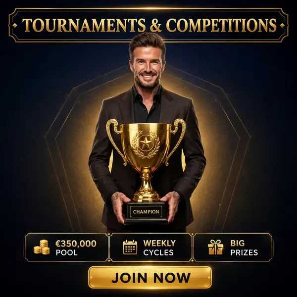 Campione del torneo che presenta trofeo dorato all'arena Tornei e Competizioni Infinity
